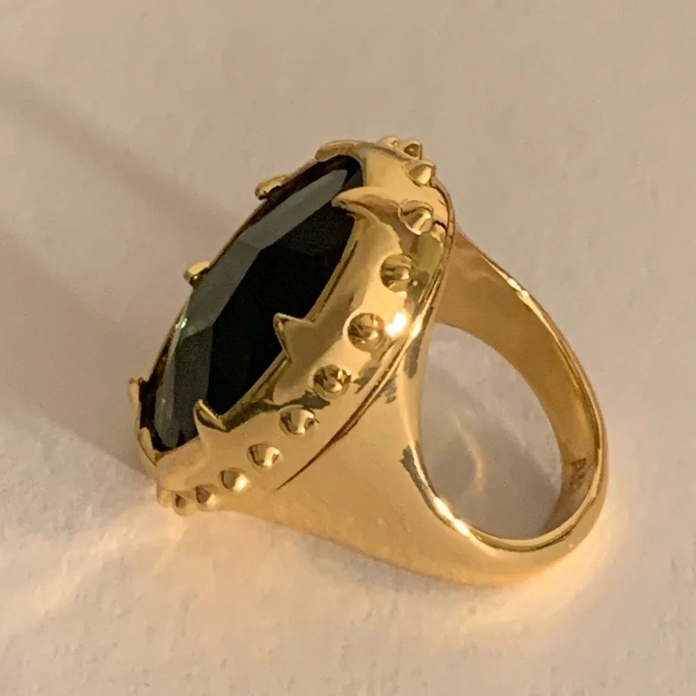 ALEXIS BITTAR• Georgian Gold & Oversized Green Tourmaline Color Ring